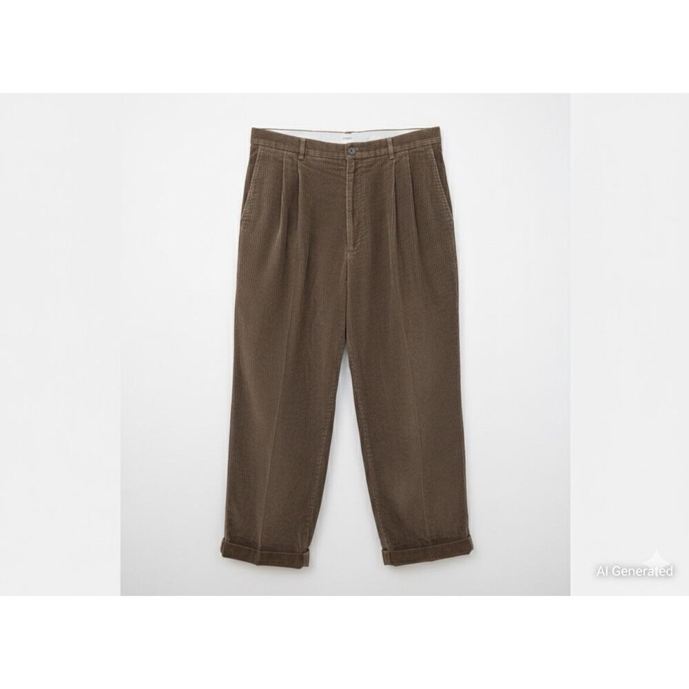 Hickey Freeman Mens Cordouroy Pleated Trousers 100% Cotton Brown Cuffed Sz 40